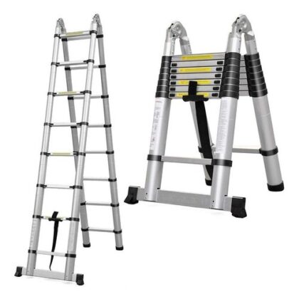 2.2m double telescopic aluminum ladder